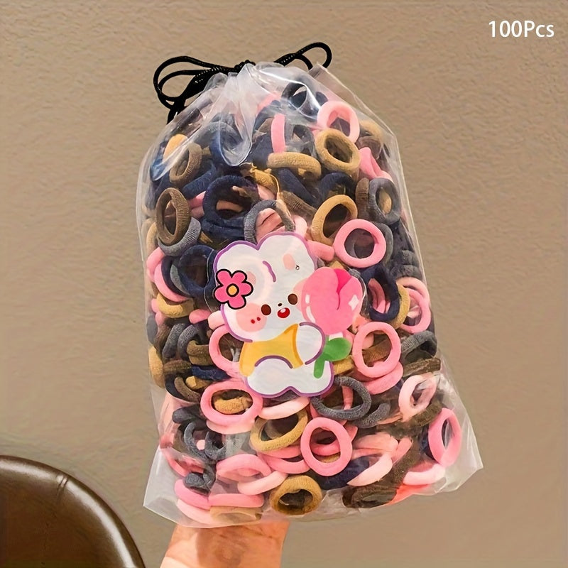 100 Pcs/Bag Children Cute Cartoon Elastic Hair Bands, Girls Lovely Srunchies Rubber Bands, Kid Hair Accessories, Ideal choice for Gifts - The Superior Findings Depot