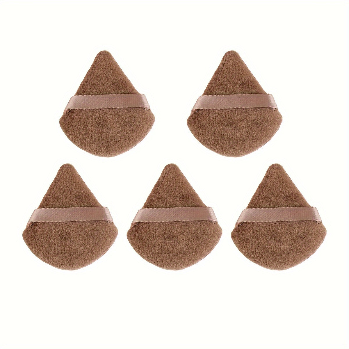 5pcs Soft Triangle Powder Puffs for Loose Powder, Mineral Powder, Body Powder, Velour Cosmetic Foundation Sponges - Nude and Black - Beauty Makeup Tools - The Superior Findings Depot