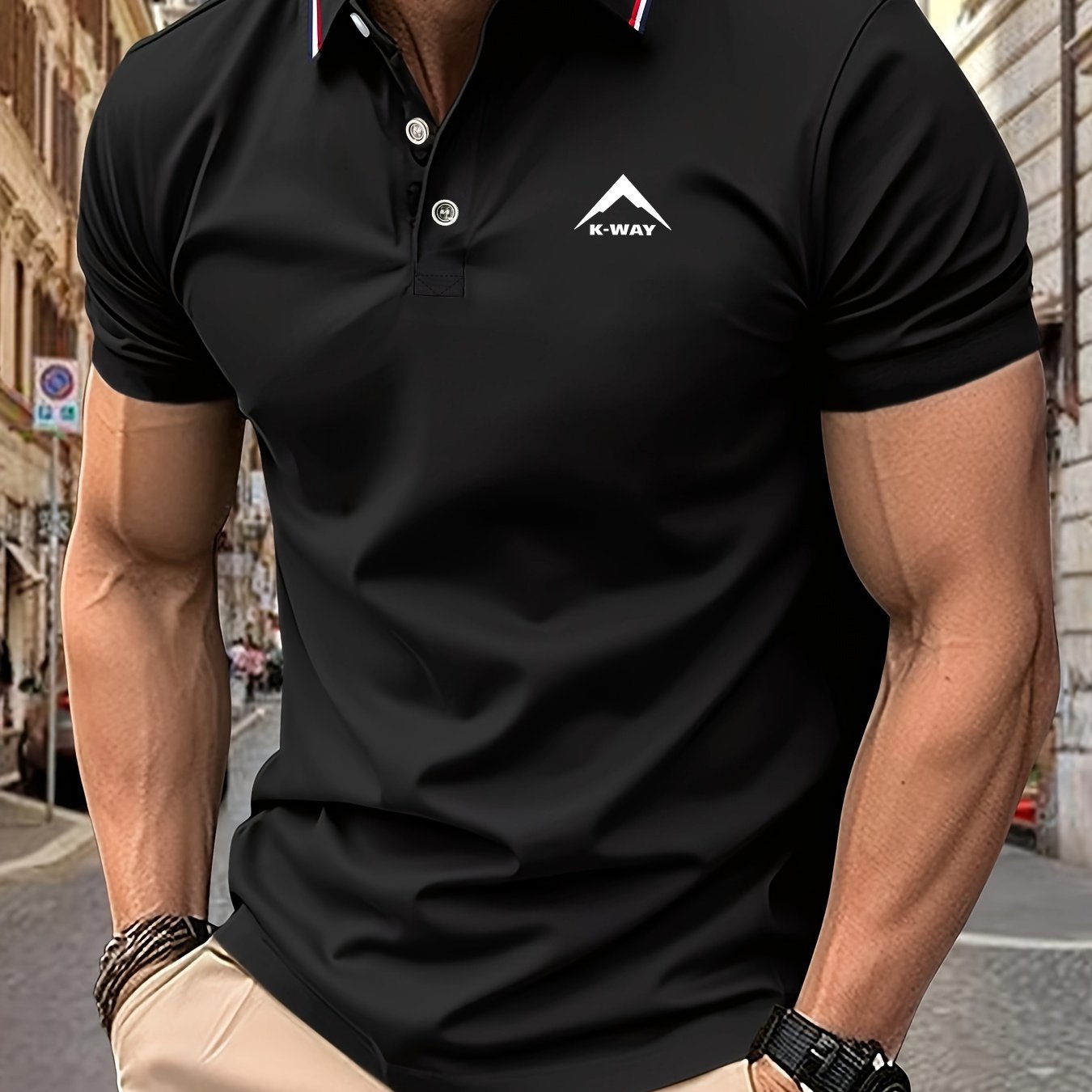 K-WAY Men's Casual Short Sleeve Shirt - Olive Green