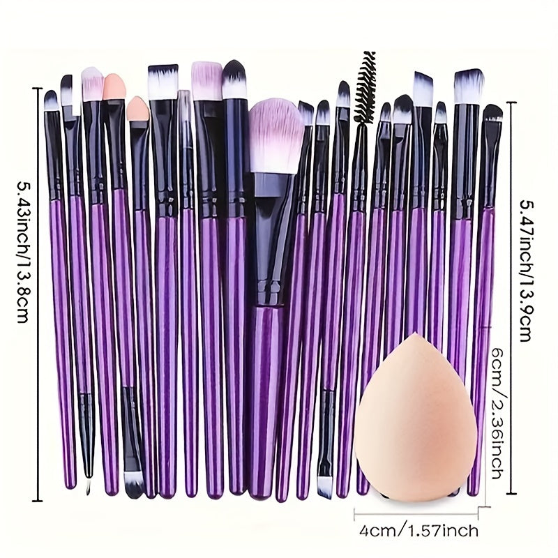 20-Piece Hypoallergenic Makeup Brush Set with Nylon Bristles - Luxe Palm Brushes for Foundation, Blush, Eye Shadow, Eyebrow, & Lip, All Skin Types, ABS Rod - Professional & Beginner Kit, Travel-Friendly - The Superior Findings Depot