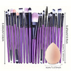 20-Piece Hypoallergenic Makeup Brush Set with Nylon Bristles - Luxe Palm Brushes for Foundation, Blush, Eye Shadow, Eyebrow, & Lip, All Skin Types, ABS Rod - Professional & Beginner Kit, Travel-Friendly - The Superior Findings Depot