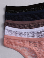 5pcs for Women, Mid-Rise, Transparent Floral Design, Sexy Lingerie, Breathable Underwear In - The Superior Findings Depot