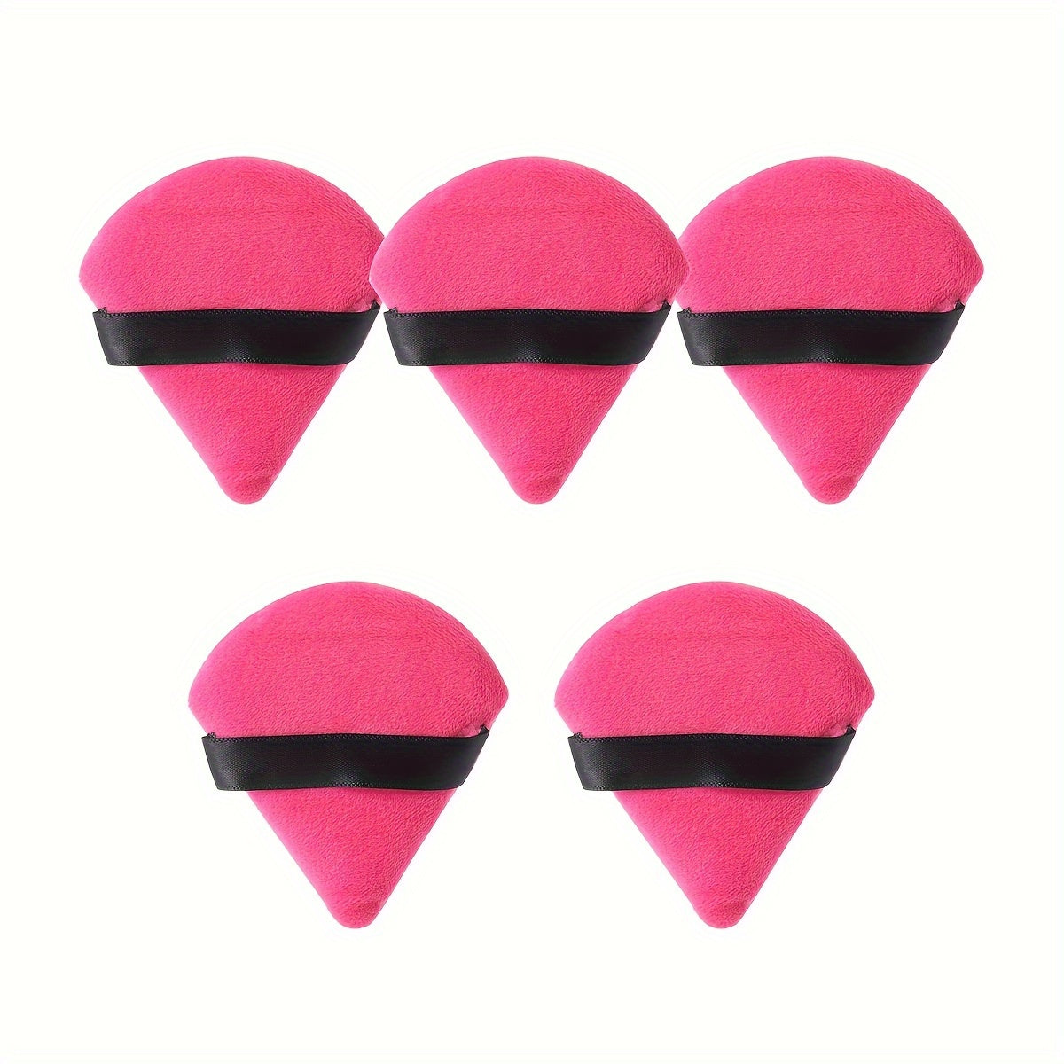 5pcs Soft Triangle Powder Puffs for Loose Powder, Mineral Powder, Body Powder, Velour Cosmetic Foundation Sponges - Nude and Black - Beauty Makeup Tools - The Superior Findings Depot