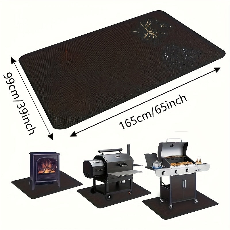 1pc of 91.44x127.0 cm barbecue mat, floor mat for barbecue, barbecue mat for outdoor barbecue deck protection, barbecue mat, reusable - The Superior Findings Depot