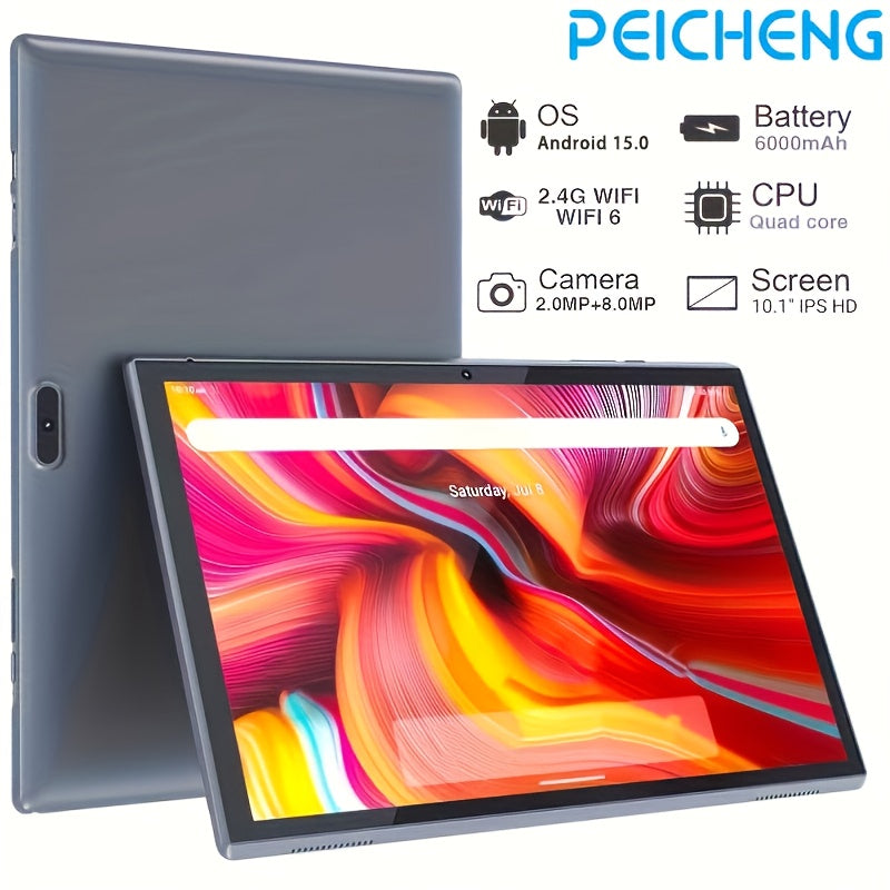 PEICHENG 10 inch Pad Android 15 Tablet, RK3326S 4-Core 4GB (2GB+2GB Expansion)RAM 32GB ROM, 10.1 Inch Tablet, FHD IPS Touch Screen, 2MP Front 8MP Back Camera, Type-C Tablete G-sensor, 6000mAh Larger Battery - The Superior Findings Depot