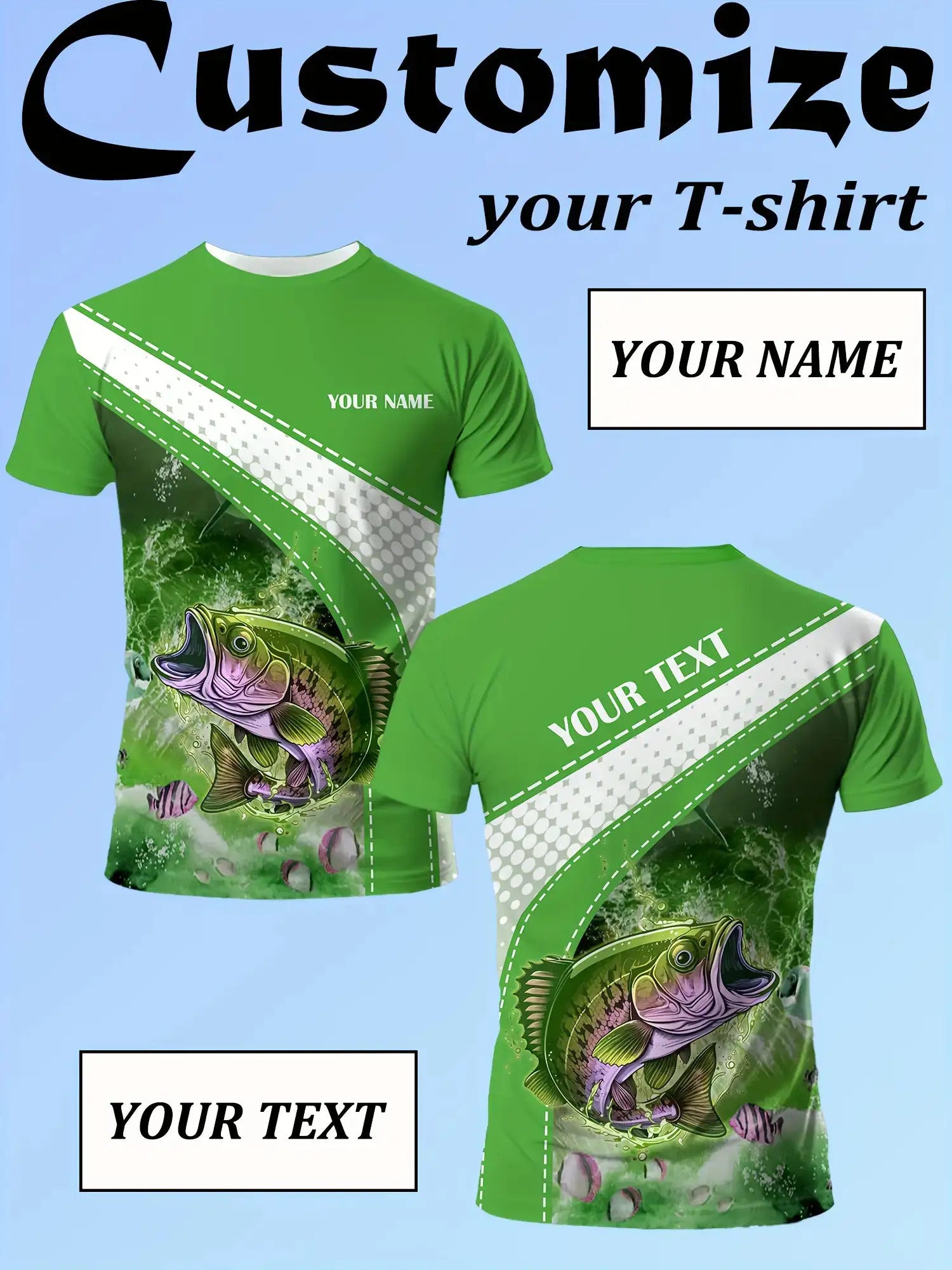 Custom Men's Fishing-Themed Short Sleeve T-Shirt - Personalized Name