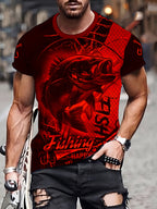 Men'S 3D Printed Fish T-Shirt | Suitable for Summer Outdoor Activities, Fishing, and Cycling | Crew Neck, Regular Fit, Slight Stretch Fabric