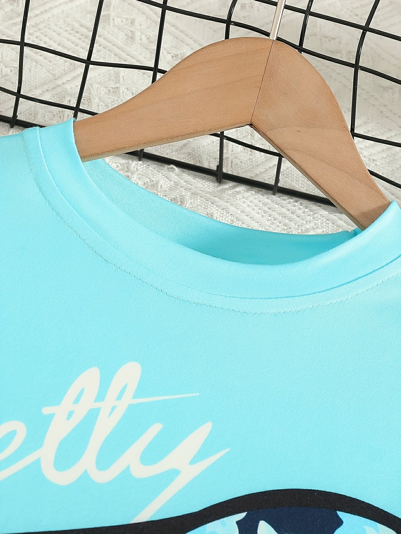 2pcs Girls' Clothing Party Slogan Large Glasses Print Pattern Drop Shoulder Irregular Hem Design Loose Short Sleeve T-Shirt + Floral Print Skinny Nine-Tenths Bottoms Set Girls' Summer Outfit Holiday Gift Girls' Fashion Casual - The Superior Findings Depot