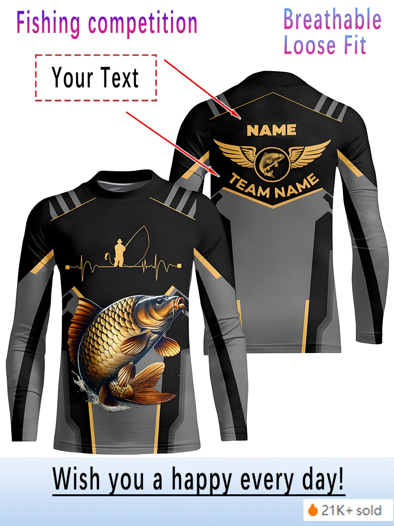 Custom Name/Number Fishing T-Shirts - Personalized Outdoor Apparel