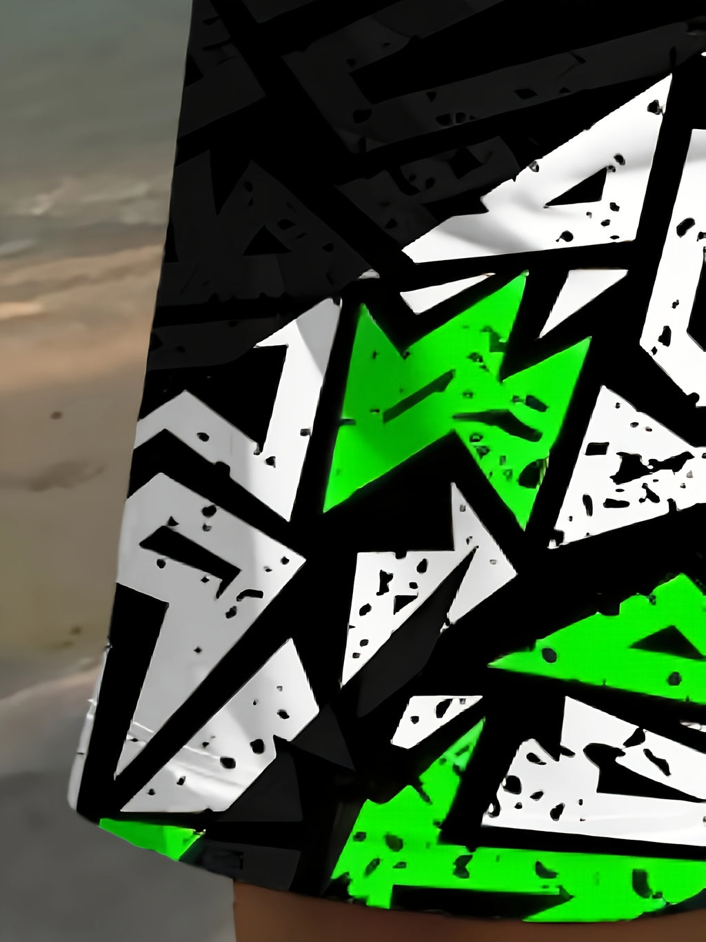 Men's Stylish Geometric Print Beach Shorts - 3D Design Drawstring