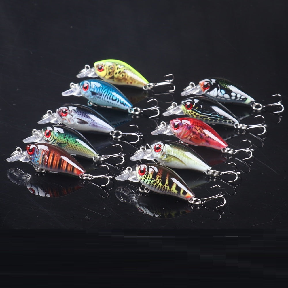 10pcs 3D Painted Rocker Lures - Realistic Swimming Action, Multi-Color (Blue, Red, Black, Green, Yellow) with Metallic Hooks, Durable Fishing Baits for Freshwater & Saltwater, Ideal for Bass, Trout, and Panfish, Fishing Lures - The Superior Findings Depot