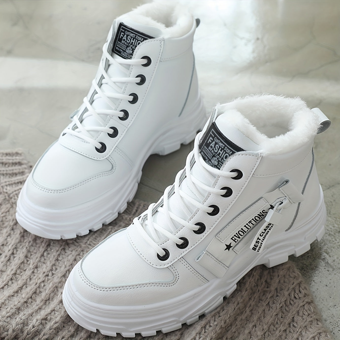 Women'S Winter High-Top Boots - Warm Fleece-Lined Ankle Boots with Thick Sole, Lace-Up Casual Style, &, Perfect for Cold Weather Comfort, Winter Boots - The Superior Findings Depot