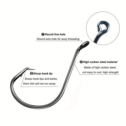 50/150pcs I-Premium Octopus Circle Barbed Hooks - Izingwegwe Zokudoba Ezisezingeni eliphezulu ze-Catfish, I-Freshwater Fishing Tackle - Okuqinile, Okumelana nokuCorrosion, futhi Okubukhali Ngosayizi Abahlukahlukene (1/0, 2/0, 3/0, 4/0, 5/0/0, 6)