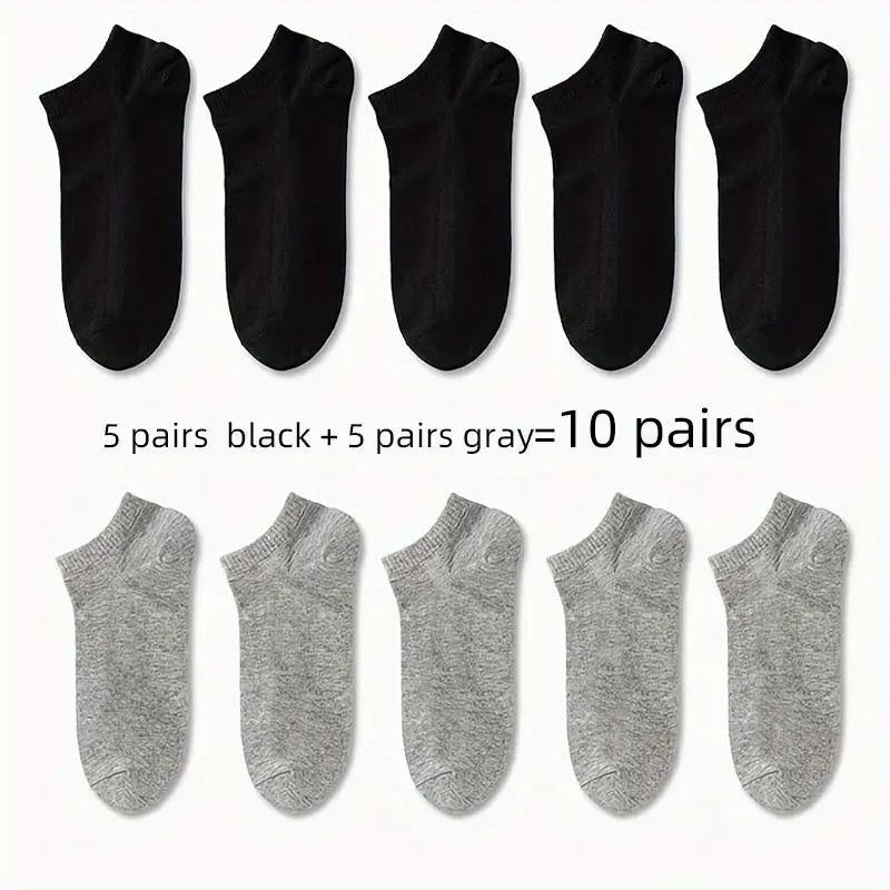 1/5/10/30 Pairs Men'S & Women'S Breathable Anti-Odor Socks - Moisture-Wicking Quick-Dry Summer Shorts, Black/White/Gray/Beige/Gray/White/Black/Gray/White/Gray/White/Gray/White/Gray/White/, Sweat-Resistant - The Superior Findings Depot