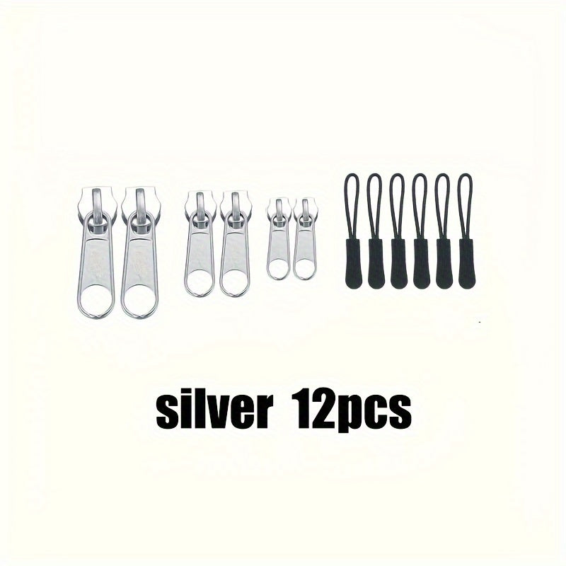 12pcs Instant Zipper Repair Kit - Multiple Sizes Universal Design