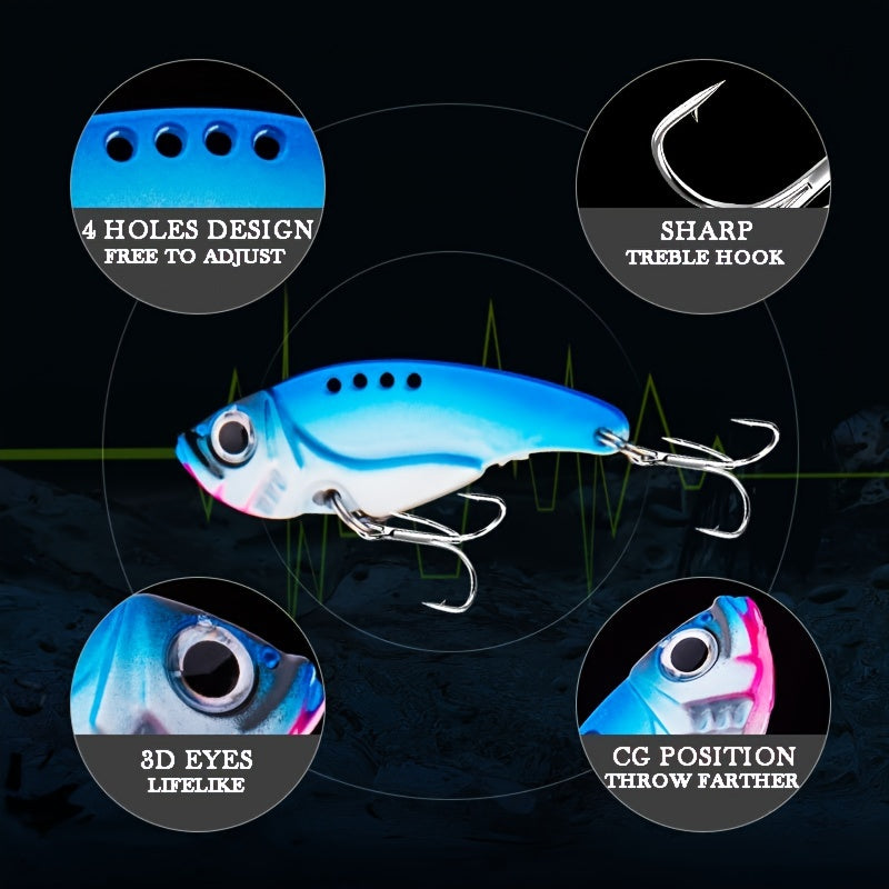 X-FIN Metal VIB Fishing Lure - 7g/0.25oz, 10g/0.35oz, 15g/0.53oz Jig Vibrate Hard Bait with Spinner, Saltwater & Freshwater Compatible, Zinc Alloy, Ideal for Bass, Pike, and Perch, Fishing Tackle|Vibrating Lure|Durable Fishin - The Superior Findings Depot