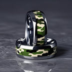 Men's Camo Stainless Steel Wedding Band - 8mm Green & Black