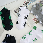 1pair Men's Leaf Pattern Ankle Sock For Spring Summer And Autumn outdoor Waering - The Superior Findings Depot