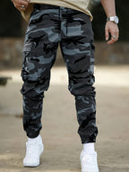 Men's Camouflage Cargo Pants - High-Waisted Loose-Fit Camo