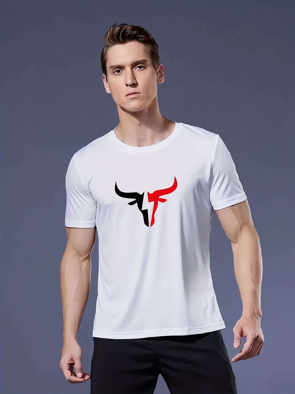 3pcs Print Bull Head Pattern T-Shirt - Men's Ultra-Lightweight, Quick-Dry Casual Summer Shirt, Perfect Gift - The Superior Findings Depot