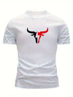 3pcs Print Bull Head Pattern T-Shirt - Men's Ultra-Lightweight, Quick-Dry Casual Summer Shirt, Perfect Gift - The Superior Findings Depot