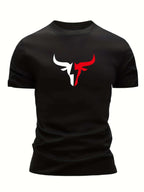 3pcs Print Bull Head Pattern T-Shirt - Men's Ultra-Lightweight, Quick-Dry Casual Summer Shirt, Perfect Gift - The Superior Findings Depot