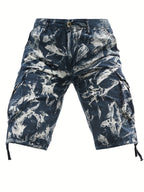 Men's Pure Tie-Dye Washed Outdoor Multi-Pocket Cargo Shorts