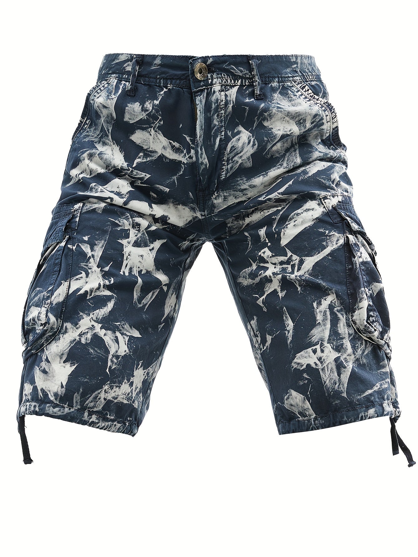 Men's Pure Tie-Dye Washed Outdoor Multi-Pocket Cargo Shorts