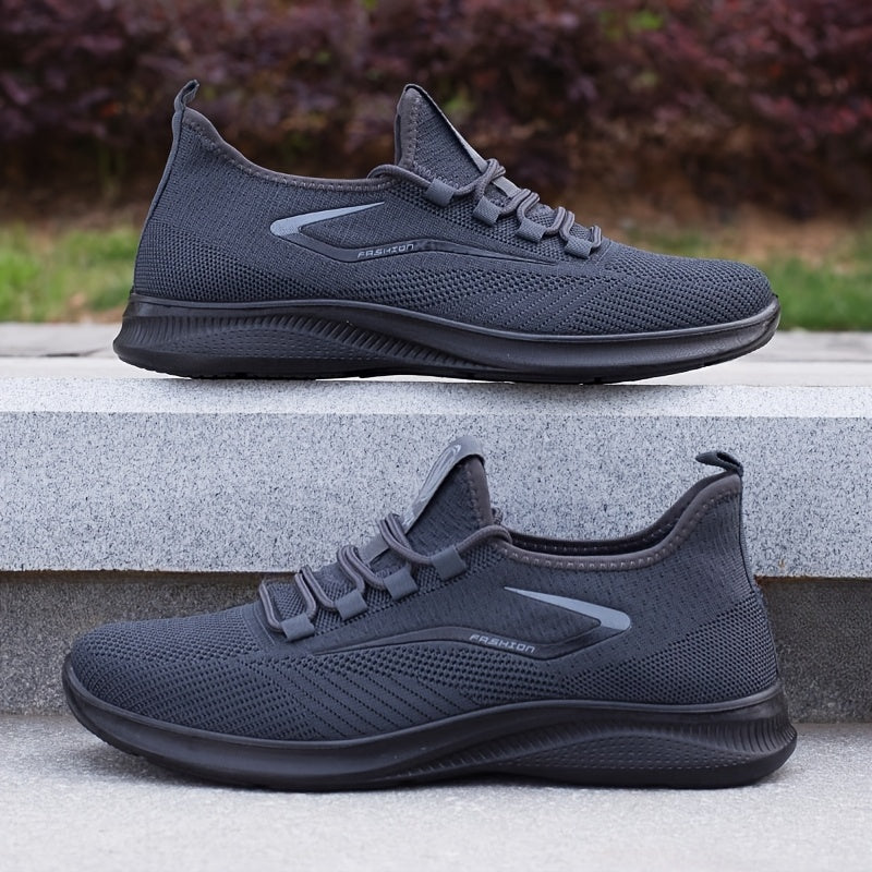 Men's Lightweight Slip-Resistant Casual Sneakers - Breathable Mesh & Fabric Upper, Durable PU Sole, Round Toe Low-Top Design for Hiking, Outdoor, Travel & Daily Wear - All-Season Comfort, Hiking Shoes, Outdoor Footwear, Sleek - The Superior Findings Depot