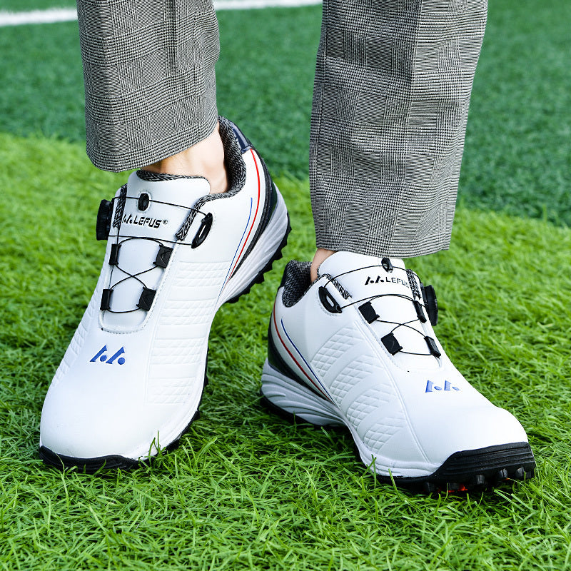 LEFUS Men's Golf Shoes - Non-Slip Fixed Spikes with Rotary Buckle
