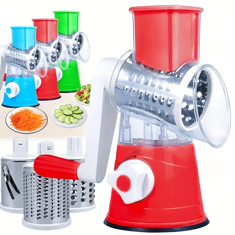 New Manual Food Processor & Shredder - Heavy-Duty Metal Drum Slicer