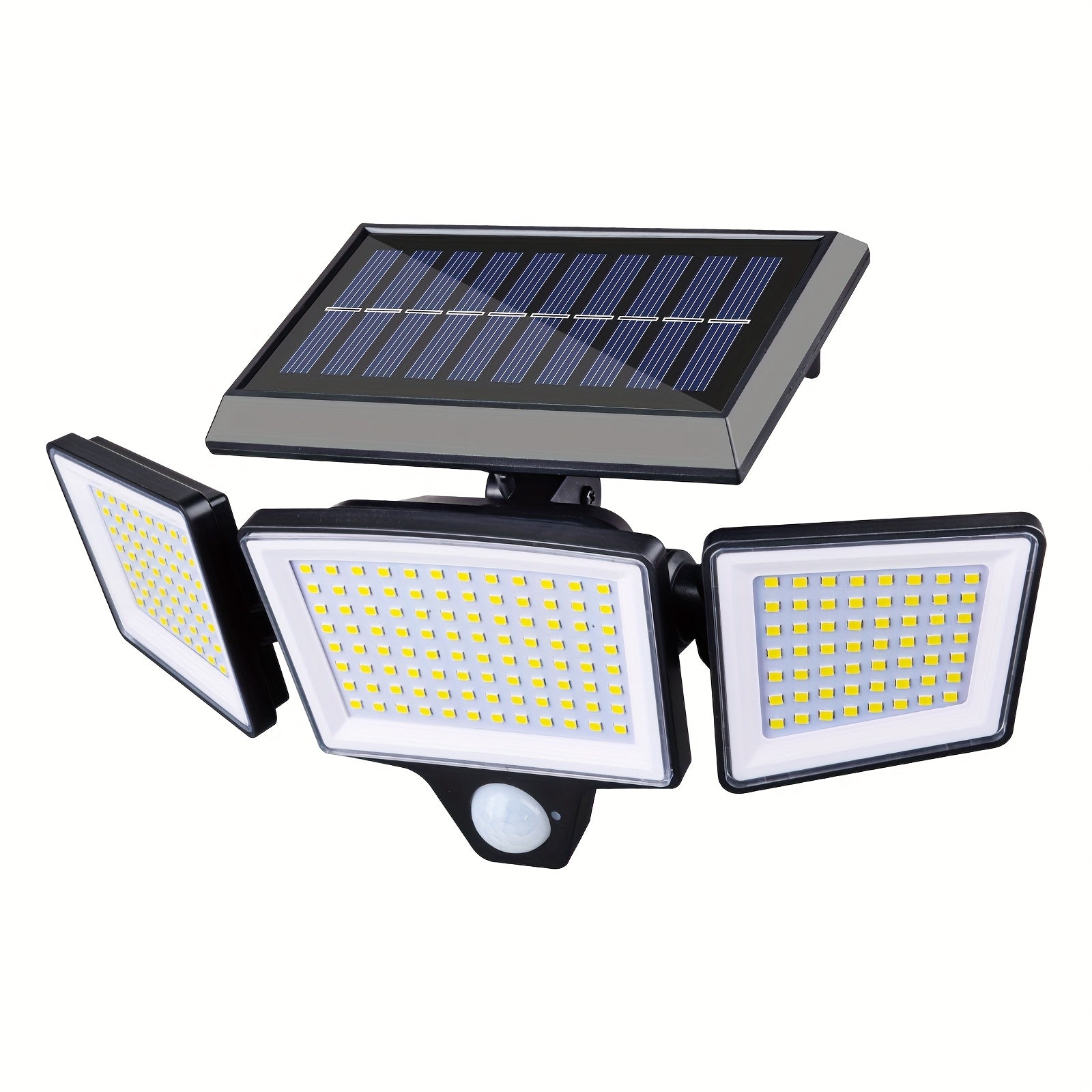 1pc Outdoor Solar Light - 208-LED Motion Sensor 3-Head IP44