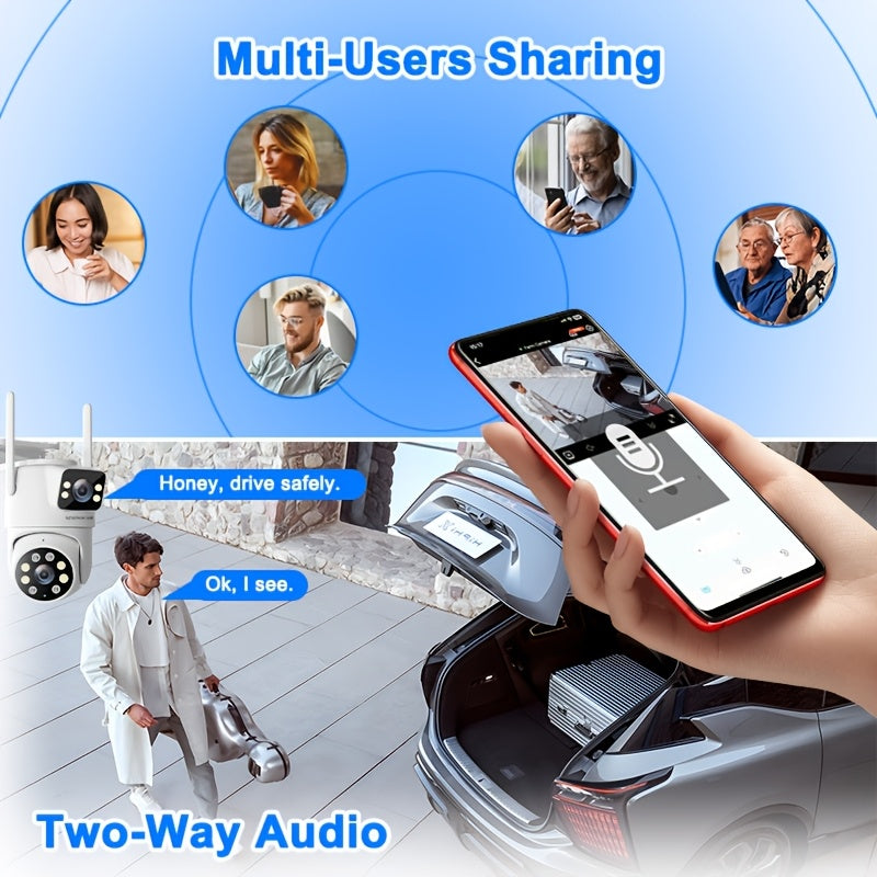 IP66 Dual Lens Outdoor WiFi Security Camera - 2.4GHz Wireless IP Camera, AI Human Tracking, Color Night Vision, Two-Way Audio, Pan/Tilt Rotation for Home Surveillance - The Superior Findings Depot