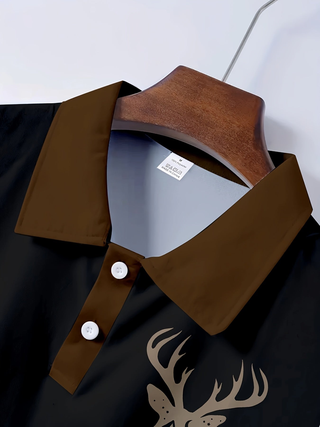 Men's Camouflage Sleeve Shirt - Khaki Base with Elk Print