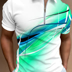 Men's Golf Shirt - Geometric Print Zippered Breathable Moisture-Wicking
