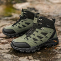 Heavy-Duty High-Top Outdoor Boots - Olive Green/Grey All-Terrain