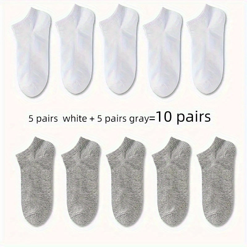 1/5/10/30 Pairs Men'S & Women'S Breathable Anti-Odor Socks - Moisture-Wicking Quick-Dry Summer Shorts, Black/White/Gray/Beige/Gray/White/Black/Gray/White/Gray/White/Gray/White/Gray/White/, Sweat-Resistant - The Superior Findings Depot