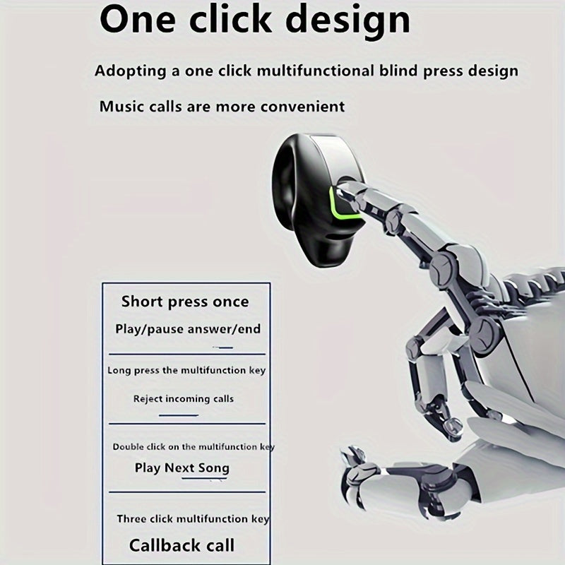 Wireless Earbuds with Long Battery Life, Phone Control & Voice Noise Cancellation - USB-C Charging, 5Th Gen 360° Open Clip Design for Sports & Work, Compatible with All Smartphones - The Superior Findings Depot