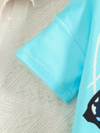 2pcs Girls' Clothing Party Slogan Large Glasses Print Pattern Drop Shoulder Irregular Hem Design Loose Short Sleeve T-Shirt + Floral Print Skinny Nine-Tenths Bottoms Set Girls' Summer Outfit Holiday Gift Girls' Fashion Casual - The Superior Findings Depot