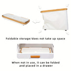 Large Capacity Toilet Paper Holder with Lid - Foldable Wood Frame