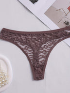 5pcs for Women, Mid-Rise, Transparent Floral Design, Sexy Lingerie, Breathable Underwear In - The Superior Findings Depot