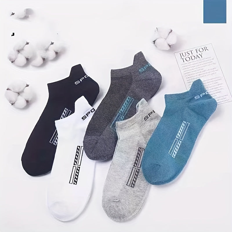 5 Pairs Unisex Graphic Letter Socks - Breathable, Moisture-Wicking, Low-Cut Ankle Socks for Sports, Fitness, and Casual Wear - Soft, Stretchy, and Comfortable Women's Stockings and Hosiery - The Superior Findings Depot