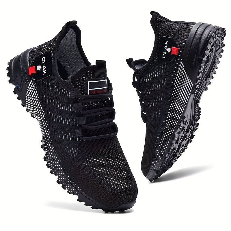 [Lightweight Sneakers] Lightweight Breathable Men's Mesh Sneakers | Low-Top Training Shoes with EVA Cushioning, Black & Red Accents for Running, Hiking, Gym & Casual Wear - All-Season Comfort, Hiking Footwear, Sleek Sporty De - The Superior Findings Depot