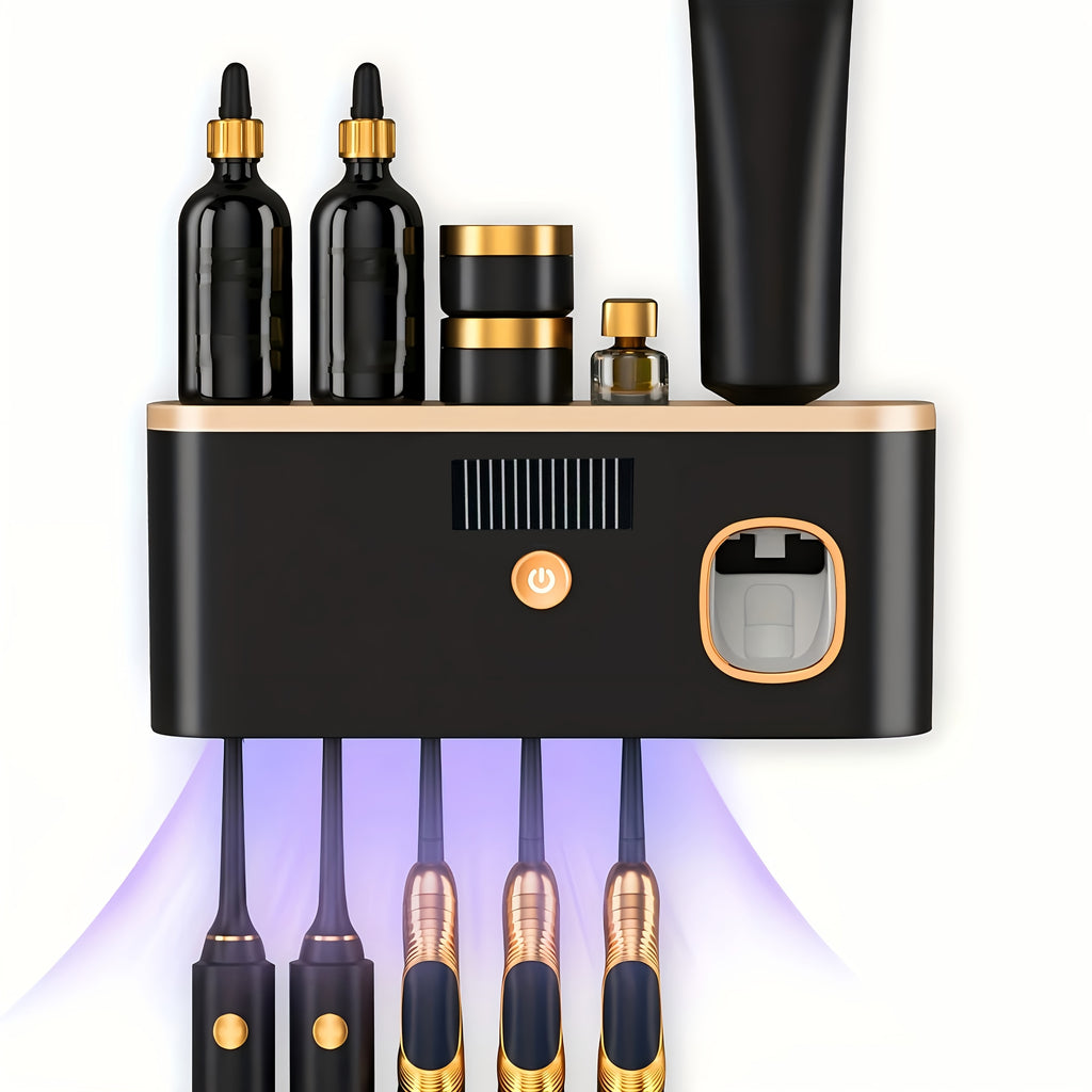 Smart Toothbrush Sanitizer - Automatic Toothpaste Dispenser Wall-Mounted USB