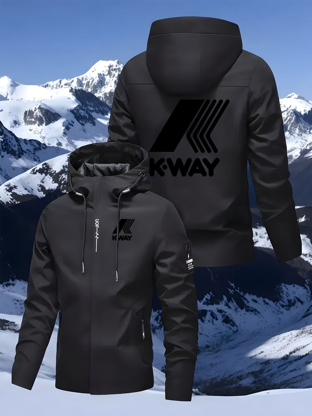 Men's K-Way Hooded Jacket - Lightweight Spring Autumn Outerwear