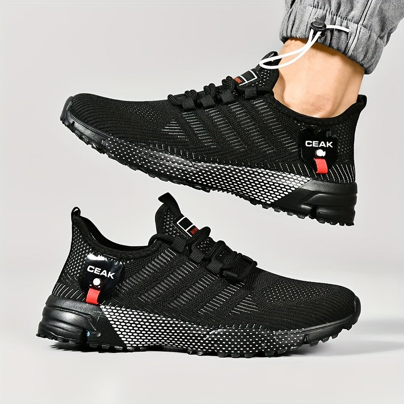 [Lightweight Sneakers] Lightweight Breathable Men's Mesh Sneakers | Low-Top Training Shoes with EVA Cushioning, Black & Red Accents for Running, Hiking, Gym & Casual Wear - All-Season Comfort, Hiking Footwear, Sleek Sporty De - The Superior Findings Depot