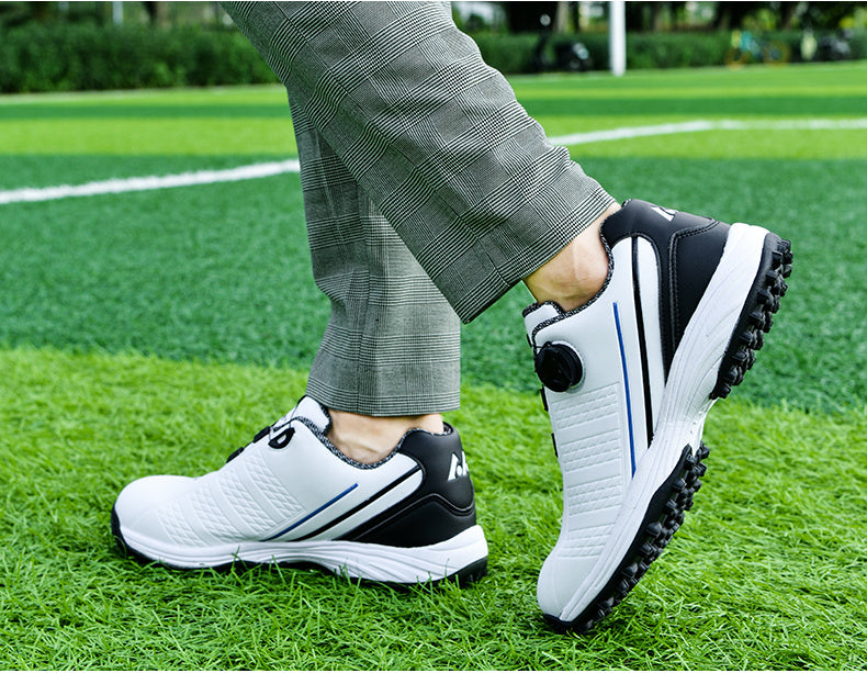 LEFUS Men's Golf Shoes - Non-Slip Fixed Spikes with Rotary Buckle