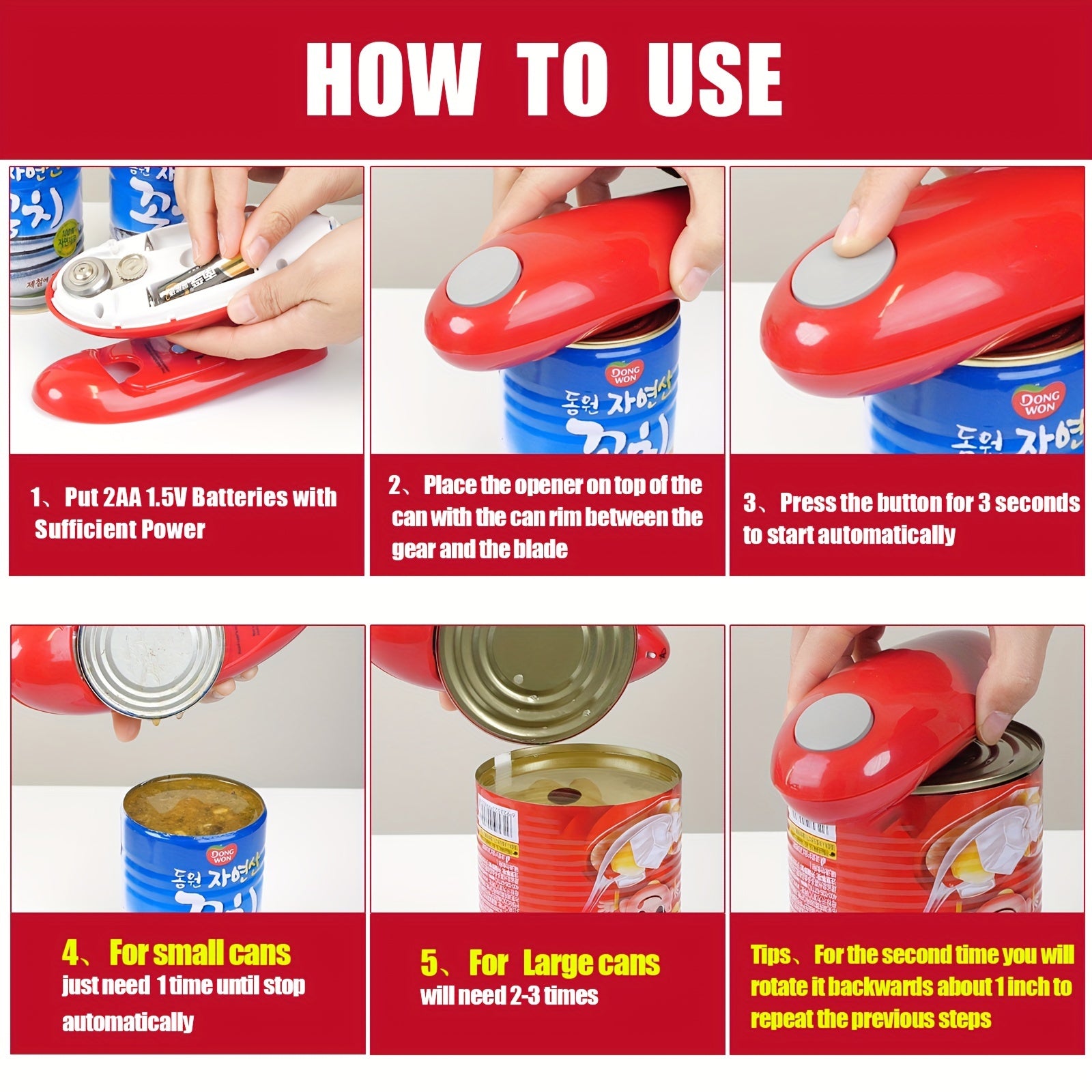 1pc Smooth Edge Electric Can Opener - Easy Opening & Arthritis Relief