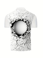 Fashion Simple Printed Shirt Casual Turnover Collar Men's Shirt Summer Breathable Golf Shirt Short Sleeve Sports Top