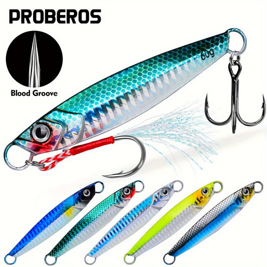 17g-60g PROBEROS Premium Metal Jig Fishing Lure - Versatile Sizes for Bass, Trout & More with Long Casting Distance